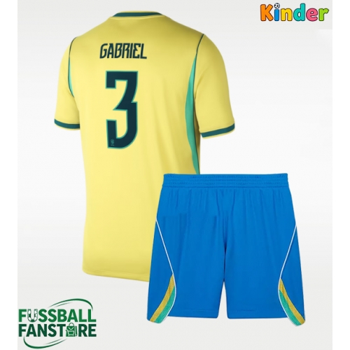 Brasilien Gabriel Magalhaes #3 Replik Heimtrikot Kinder WM 2026 Kurzarm (+ Kurze Hosen)